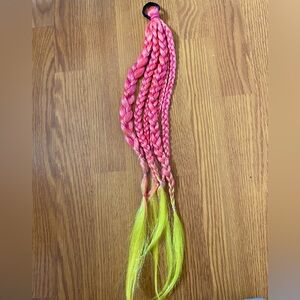 Handmade pink yellow festival hair braids tie